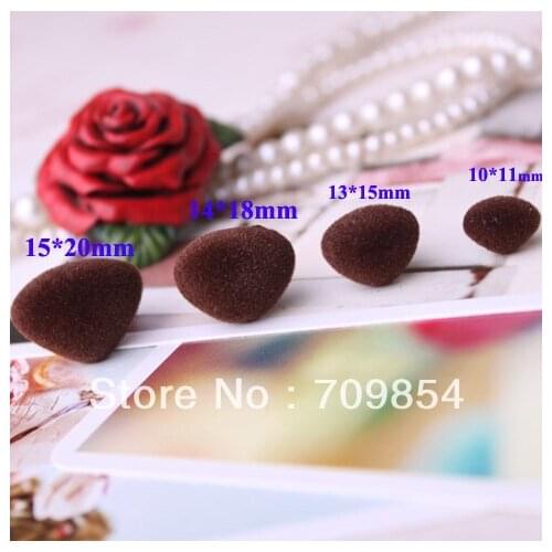 Free shipping!!! 400pcs/lot mixed size 10/15/18/20mm animal Triangular flocking PLASTIC NOSES PLUSH BEAR Toy with washers