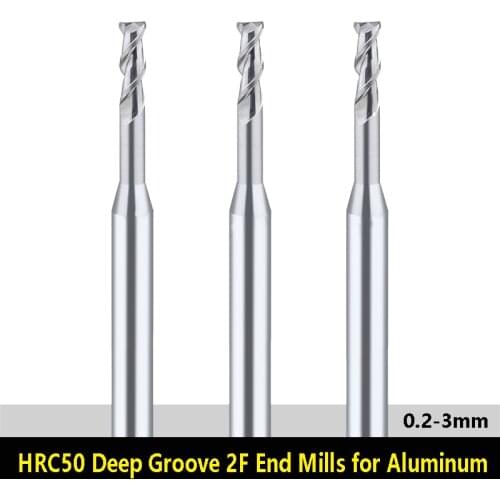 BEYOND Solid Carbide Deep Groove End Mills for Aluminum HRC50 2 Flute Micro-Diameter Milling Cutter 0.2mm 0.4mm 0.6mm 1mm 2mm