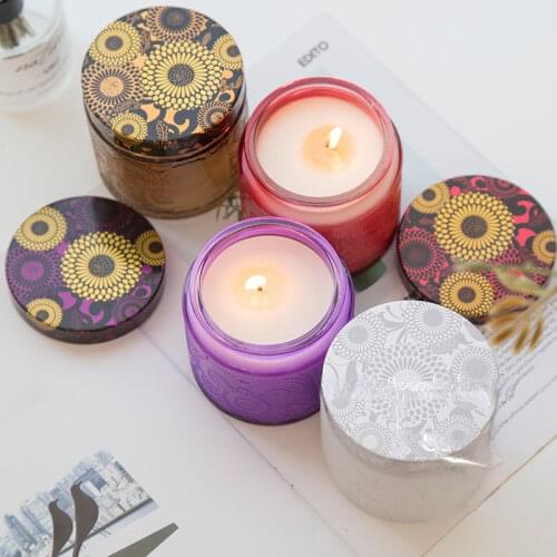 Handmade diy homemade creative pull Cup relief Star Wax Cup colorful carved flower fragrance empty Cup soybean Wax container