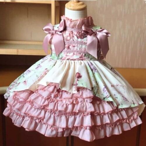 Kids Spanish ball gown dress Girls lolita Princess Dress Children Summer sleeveless Dress Baby birthday party Dress