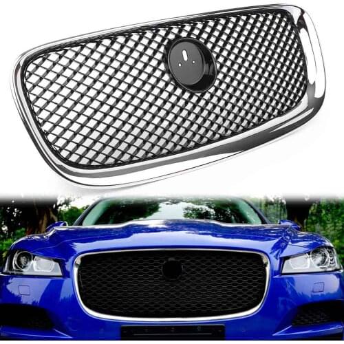 Chrome Black Car Accessories Front Bumper Upper Grille Mesh Grille with Logo For Jaguar XF XFR X250 2012 2013 2014 2015