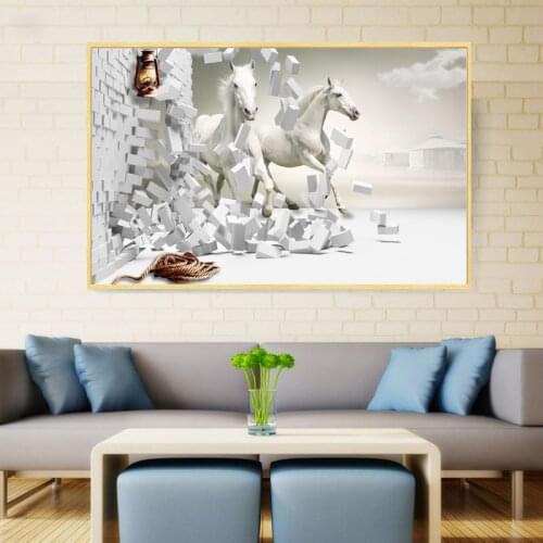 Canvas Painting Art White Horse Posters and Prints Modern Minimalist Wall Pictures for Living Room Home Decor Cuadros Decoracion