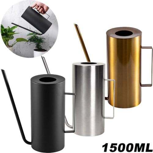 1500ML Long Mouth Spout Watering Pot Stainless Steel Watering Can Indoor Garden Irrigation Tools