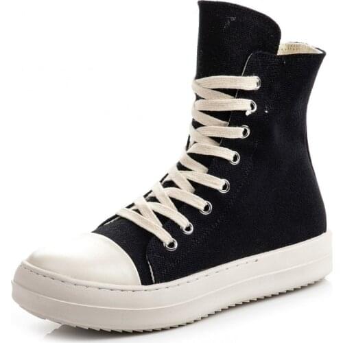 Unisex Platform High Top Canvas Shoes Autumn Winter Lace Up Preppy Work Safety Casual Shoes Outdoor Hip Hop Trainers Footwear