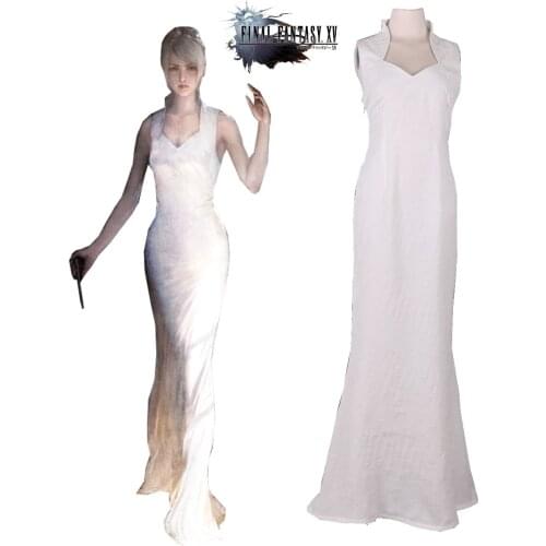 Lunafreya Nox Fleuret Cosplay Final Fantasy XV Lunafreya Nox Fleuret White Dress Cosplay Costume Custom Made