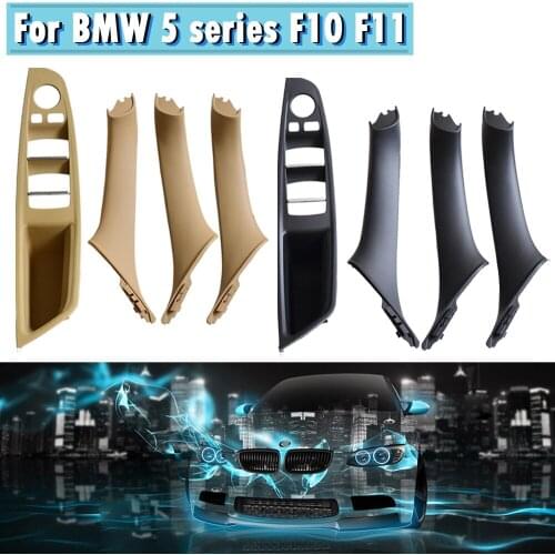 Left Hand Drive LHD For BMW 5 series F10 F11 Beige Black Car Interior Inner Door Handle Panel Pull Trim Cover
