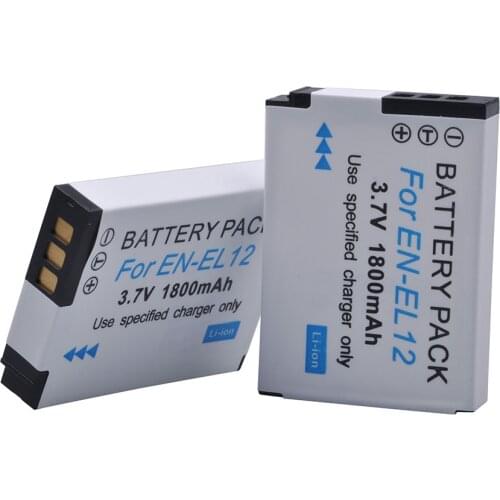 2pc 1800mAH EN-EL12 ENEL12 EN EL12 Li-ion Batteria for Nikon EN-EL12 S8200 S9100 S9200 S9300 P300 P310 AW110 W300 Camera Battery