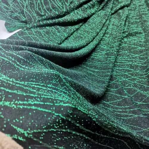Metallic Jacquard Nylon Spandex Stretchy Soft Fabric Dropping Jersey Shimmer Material Fashion Lady Shirt Dress