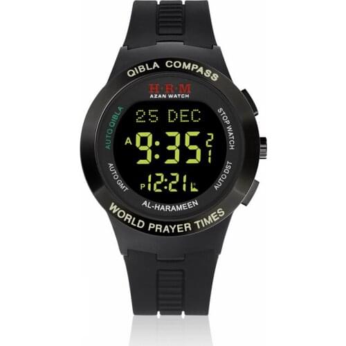 Muslim Adhan Watch with Prayer Alarm and Qiblah Compass Al Harameen Fajr Time Clock