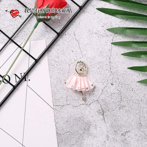 Ins wind refrigerator stickers Magnetic stickers Korea 3D stereo ballet rhinestone girl refrigerator decorative stickers