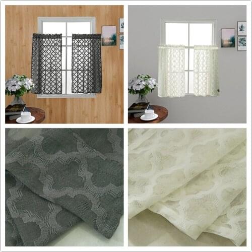 The new latticed windows yarn. Fine lace short curtain. Cabinet curtains. Coffee curtain. Black gray and milky white