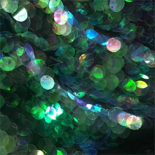 New 18mm Sequin Fabric Symphony Green Sequin Mesh Fabric