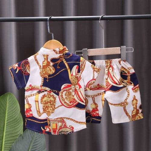 New 2021 Kids Boys Personalized Printing Clothing Sets Summer Short Sleeve Shirt+Shorts Toddler Girls Fashion Clothes Outfits