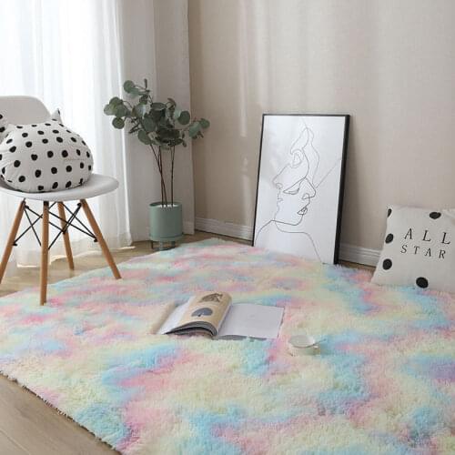 New Rainbow Colors Carpets Tie Dyeing Plush Soft Carpets For Bedroom Living Room Anti-slip Floor Mats Kids Room Carpet