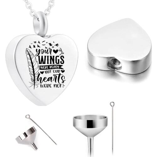 Cremation Jewelry Stainless Steel Heart-Shaped Urn Necklace Aluminum Alloy Metal Pet Ashes Memorial Belt Filling Kit
