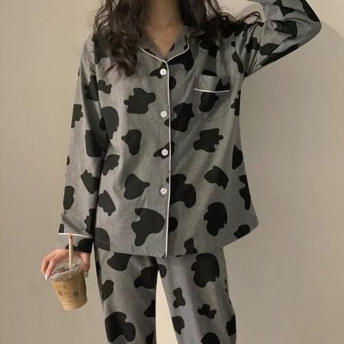 Fashion 2021 Women Pajamas Set Pjs Nightwear Casual Turn-down Collar Long Sleeve Tops + Long Pants 2 Piece Suit Sleepwear Pajama