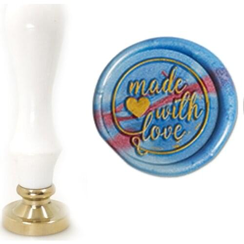 Made with Love Wax Stamp Exquisite Paint white handle,DIY Ancient Seal Retro Stamp,Personalized Stamp Wax Seal High Quality