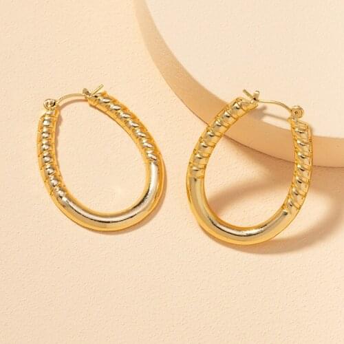 TARCLIY Trendy Geometric Metal Texture Hoop Earrings Simple Alloy Small Ear Buckle Earring Women Jewelry Accessories 202103