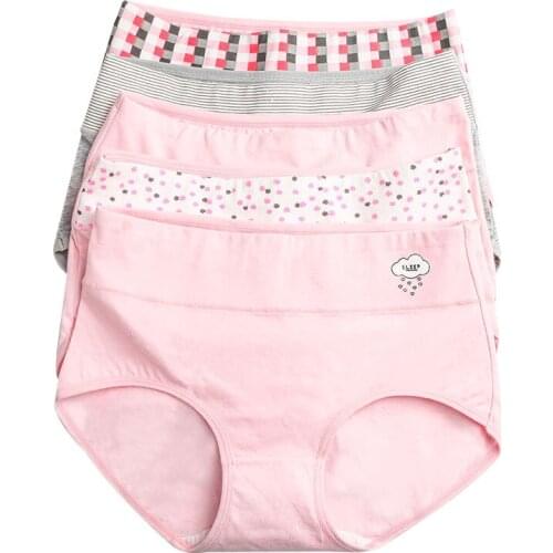 LANGSHA 5Pcs/lot Panties Cotton High Waist Sexy Women Briefs Soft Slimming Girls Underwear Comfort Seamless Ladies Underpants
