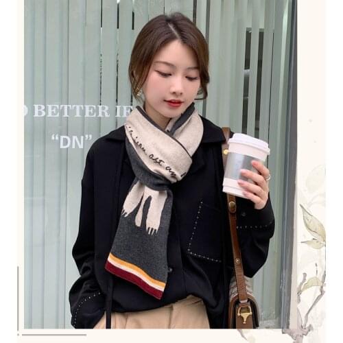 Women Winter Scarf Warm Cashmere Pashmina Design Geometric Pattern Thick Female Blanket Autumn Lady Shawls and Wraps D258