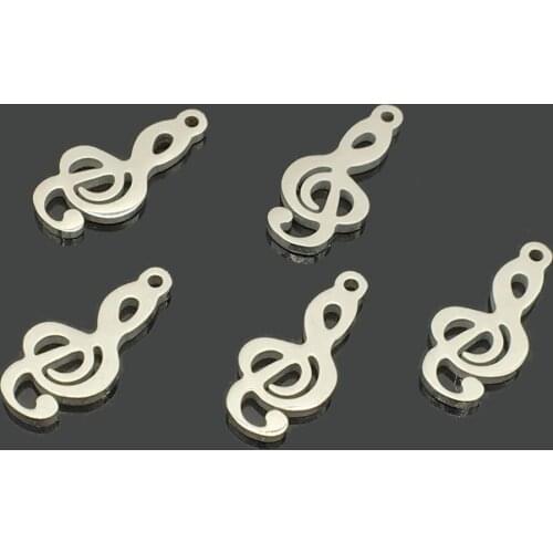 10pcs Music Note Stainless Steel Pendant High Polished Stainless Steel Music Symbol One Hole Charm for DIY Jewelry Making