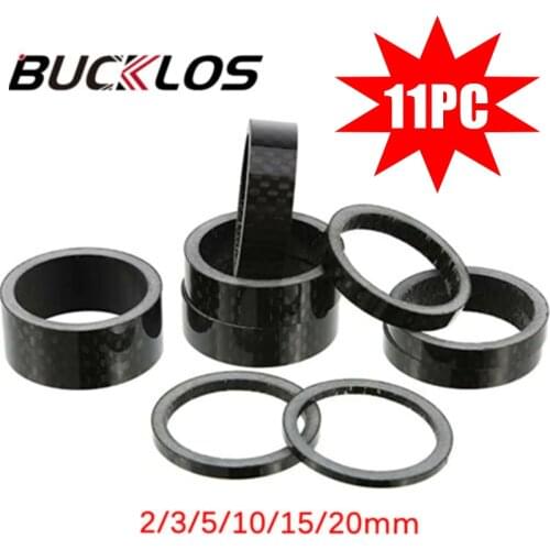 11pc MTB Carbon Fiber Washer 1-1/8" Stem washer Spacer for 28.6mm Front Fork 3/5/10/15/20mm Road Headset Spacer Bike Accessories