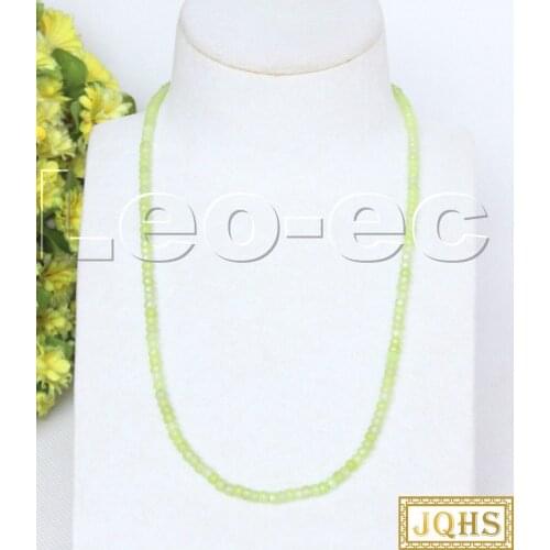 18" 2X4mm Faceted Rondelle green Peridot Gems Beads necklace 925s clasp v1769