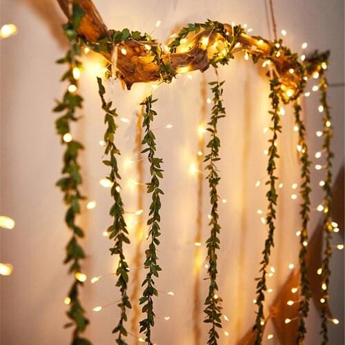 3X1M 300leds Green Leaf Vine Fairy Curtain Light USB 8Modes LED Curtain Icicle String Light Xmas Wedding Garden window lights