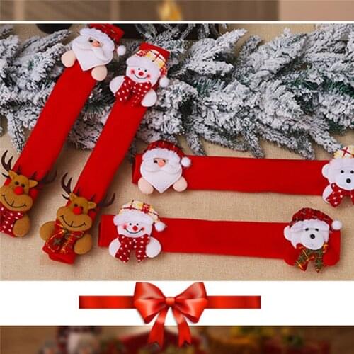 4PCS Christmas Refrigerator Door Handle Covers Microwave Oven Heat rRsistant Burlap Kitchen Gloves Handle Protector Decor