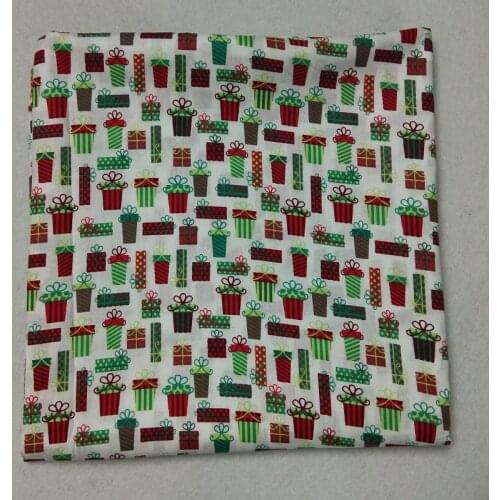 50x105cm Various Christmas Gift Box Printed Cotton Fabric X'mas Fabric Patchwork for Cloth Dress Party Home Decoration