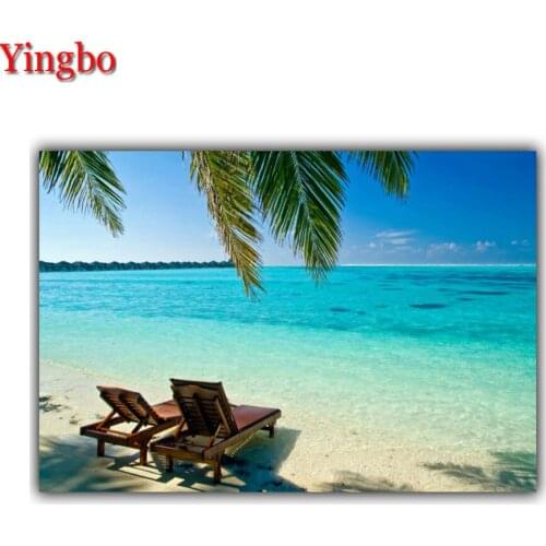 5D Diy Daimond Painting Cross stitch"Tropical beach landscape"3D Diamond mosaic square Round Full Rhinestones Painting,wall art