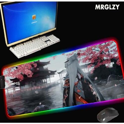 MRGLZY RGB animation big mouse pad LED gaming accessories desk mat household carpet mat non-slip waterproof natural rubber