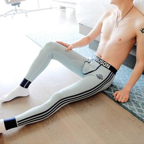 Mens long trousers thin section trendy personality warm pants male youth students lining autumn and winter line leggings