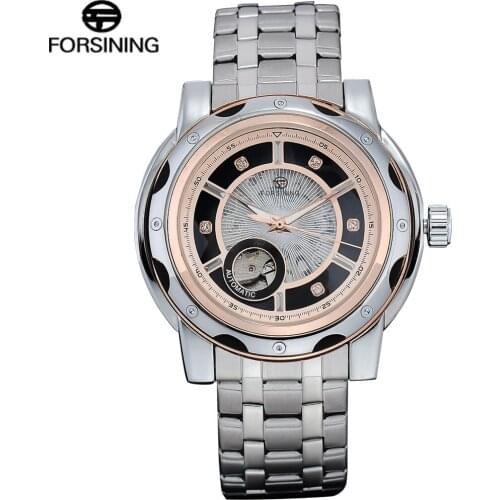 FORSINING Men Top Brand Watch Luxury Skeleton Stainless Steel Bracelet Automatic Mechanical Wristwatches Clock Relogio Masculino