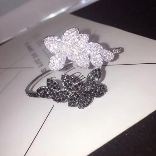 AAA Cubic Zirconia Black And White Fashion Wild Trend Adjustable Open Bracelet Party Wedding Bridal Party Jewelry Dress Up