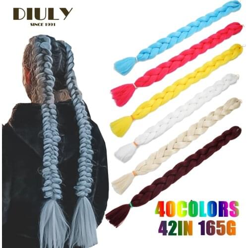 Diuly Jumbo Braids Synthetic Hair High Temperature Fiber 40 Colour 42in 165g Extensions Ombre Braiding African Braided Hair