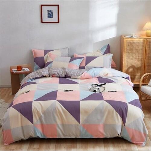Home Textile Printed Bedding Set Flower Geometry Duvet Cover Pillow Case Bed Sheet King Queen size Home Decorative