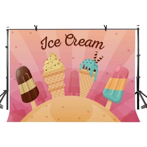 7x5ft Ice Cream Backdrop Variety Ice Cream Pink Girls Heart Photography Background and Studio Photography Backdrop Props