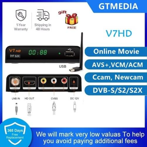 GTMEDIA DVB-S2 V7S HD Satellite Decoder 1080P DVB-S2 GT Media Include USB Wifi H.265 TV Box Powered By V7 Remote Control