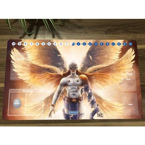 Anime Digimon Duel Playmat Angemon Trading Card Game Mat DTCG CCG Mat Mouse Pad TCG Desk Gaming Play Mat & Card Zones Free Bag