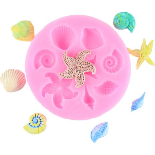 Cake Decorating Tools DIY Sea Conch Starfish Shell Fondant Cake Candy Silicone Molds Creative DIY Chocolate Gumpaste Moulds