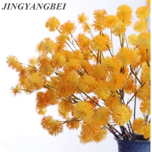 Artificial plastic flower 2 branches thorn ball fake flowers dandelion home Christmas wedding party decoration living room plant
