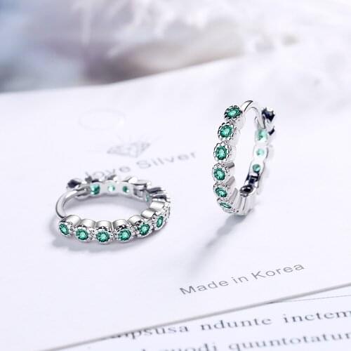 2021 New Korean Jewelley 925 Sterling Silver Crystal Round Stud Earrings For Girls Lady Pendientes eh851