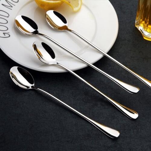 Long Handled Stainless Steel Spoons Coffee Ice Cream Dessert Tea Drink Stirring Spoon For Picnic Office kitchen Tools Accessorie