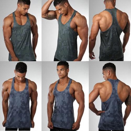 Summer Mens Breathable Gym Tank Top Shirts Fashion Print Cotton Bodybuilding Sport Vest Fitness Undershirt 2021