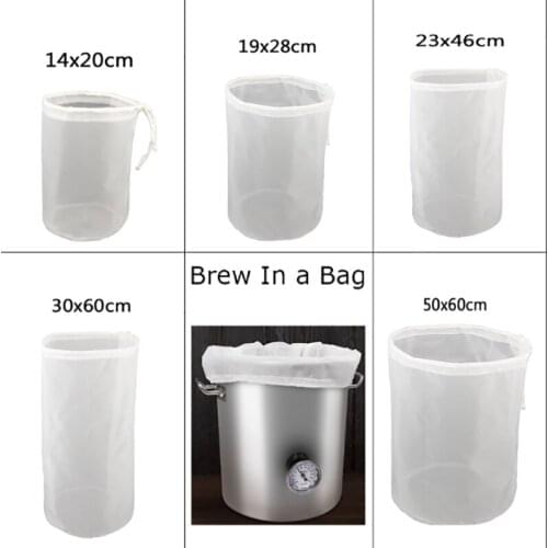 Brew In A Bag, 120 Micron Nylon Filter Bag for Homebrew Kettle Food Grade Grain Brew Bag Reusable Nylon Strainer Bucket Filter