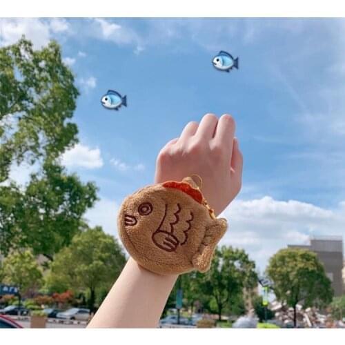 Cute Plush Snapper Fish Doll Coin Purse Wrist Bag Soft Mini Money Bag Key Case Card Holder Girl Coin Wallet Pendant for Girl Bag