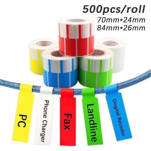 500Pcs Cable Management Sticker Self Adhesive PC Network Wire Cord Cable Tie Label Sticker Marking Marker Tool Tag 70*24/84*26mm