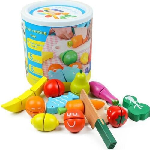 Newest Fruit And Vegetables Play Kitchen Food For Pretend Cutting Food Toys Educational Playset With Toy Knife Cutting Board