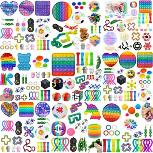 NEWEST!!! Fidget Toys Pack Anti Stress Toy Set Marble Relief Gift for Adult Children Sensory Antistress Relief Figet Toys Box